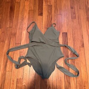 Olive Green Wrap Swimsuit aerie